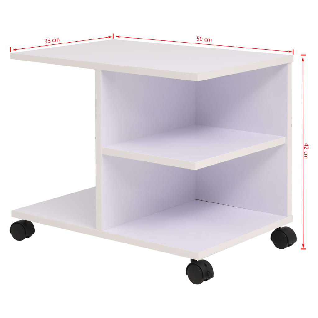 Rolling shelf, 50 x 35 x 42 cm, white