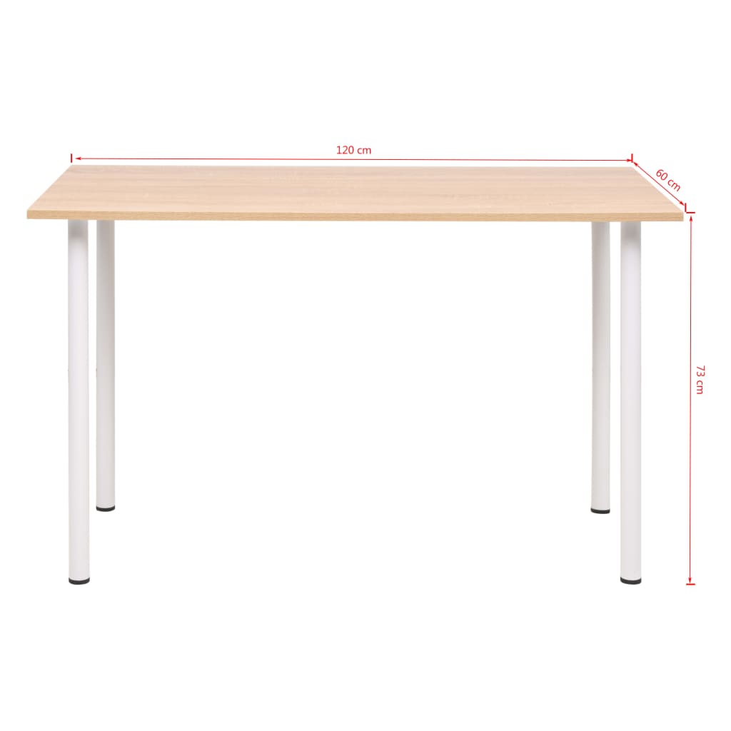 Dining table, 120x60x73 cm, oak and white