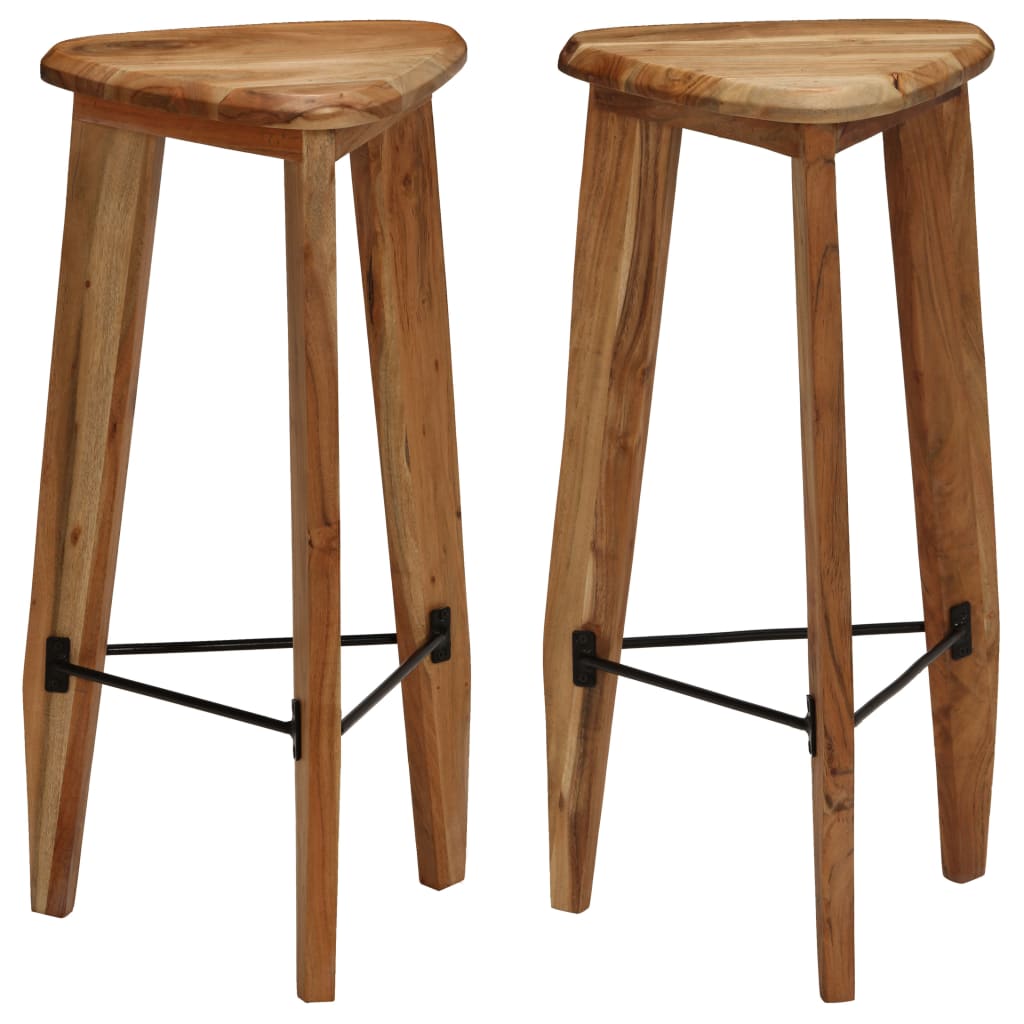 Bar stools, 2 pcs., solid acacia wood