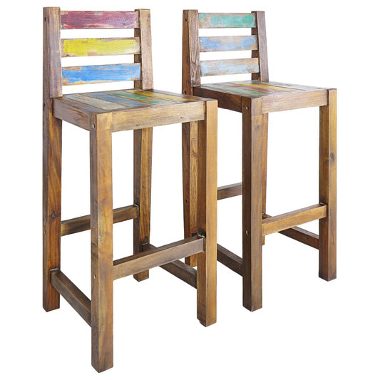 Bar stools, 2 pcs., solid recycled wood