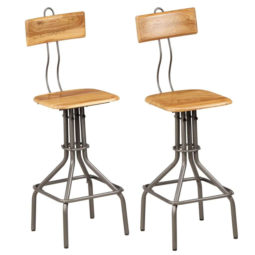 Bar stools, 2 pcs., solid recycled teak wood