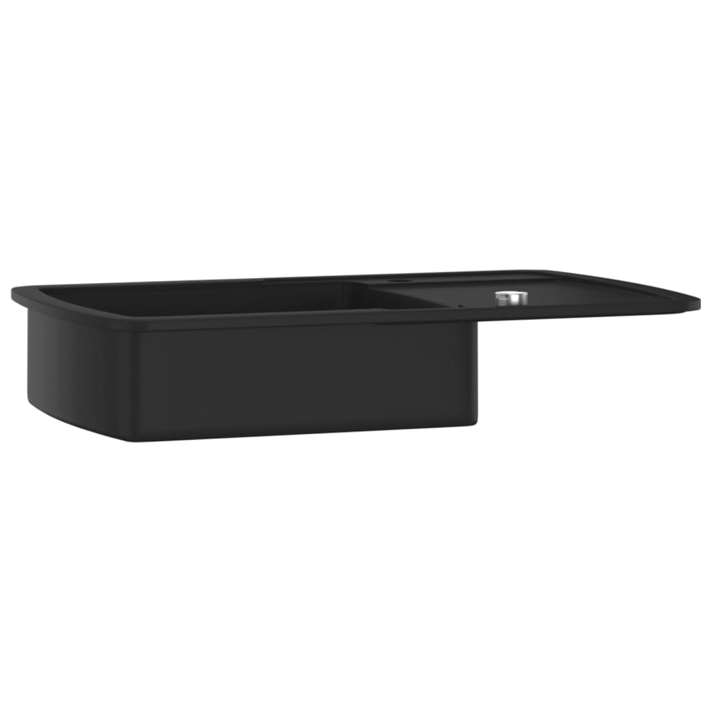 Granite kitchen sink with one bowl, black