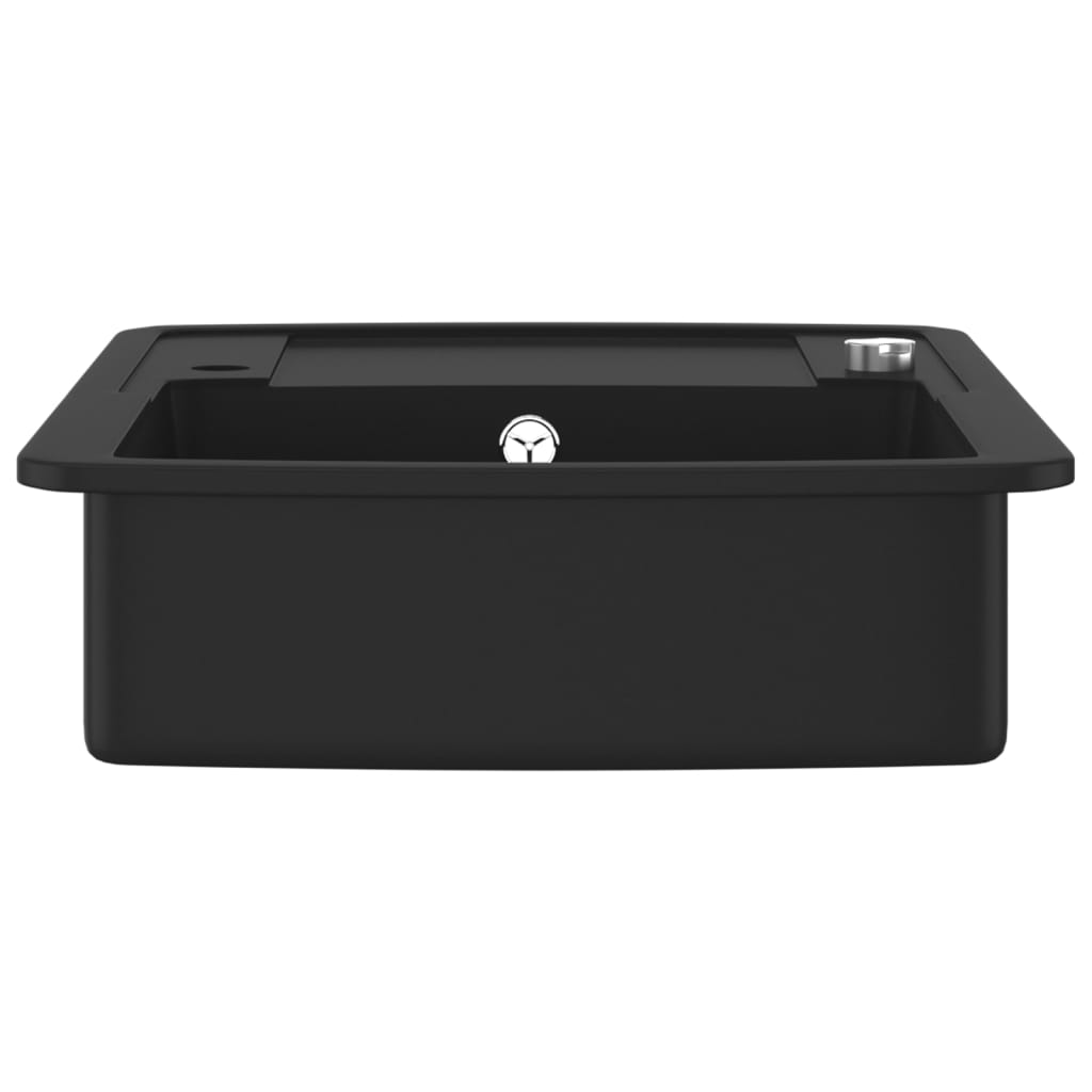 Granite kitchen sink with one bowl, black