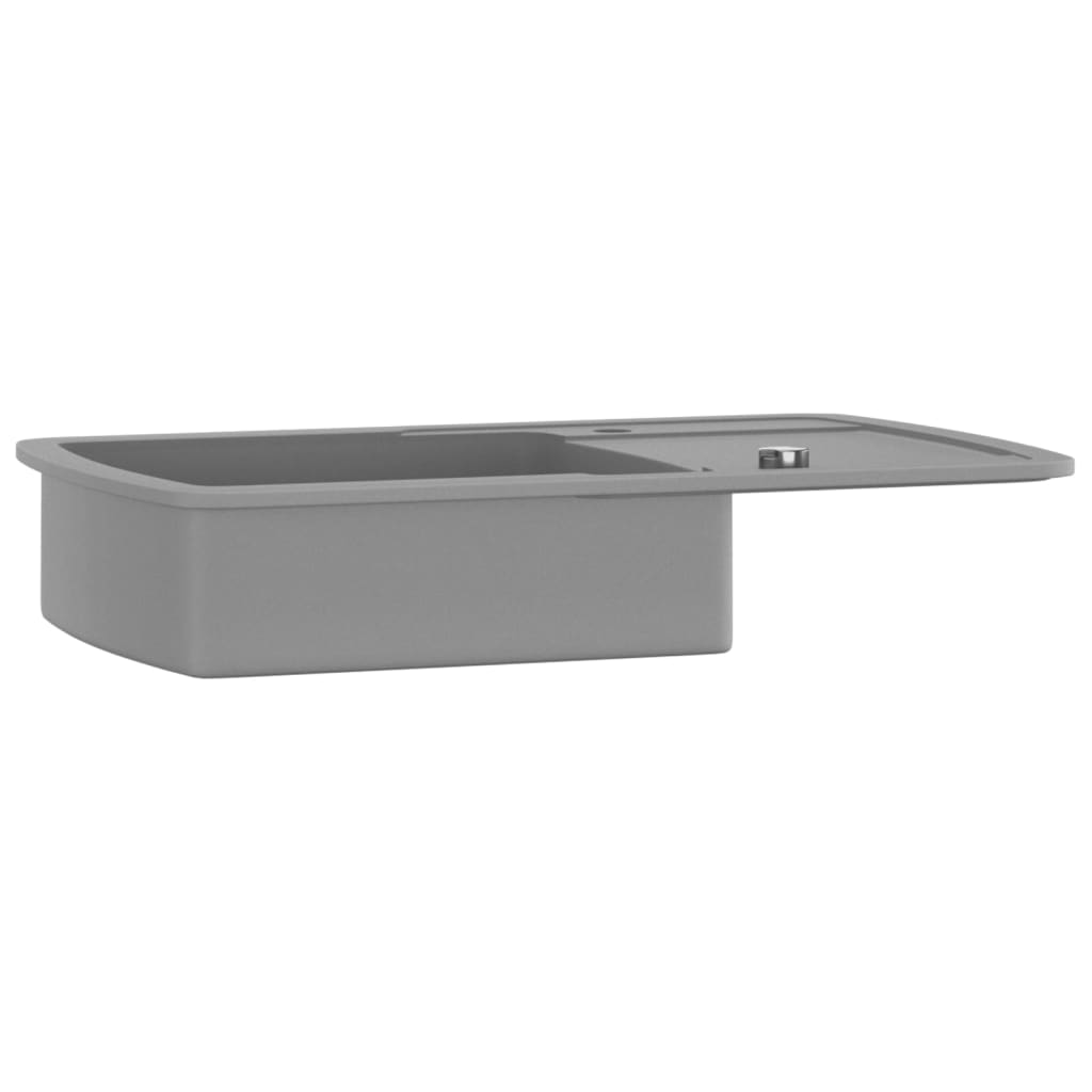 Granite kitchen sink with one bowl, gray