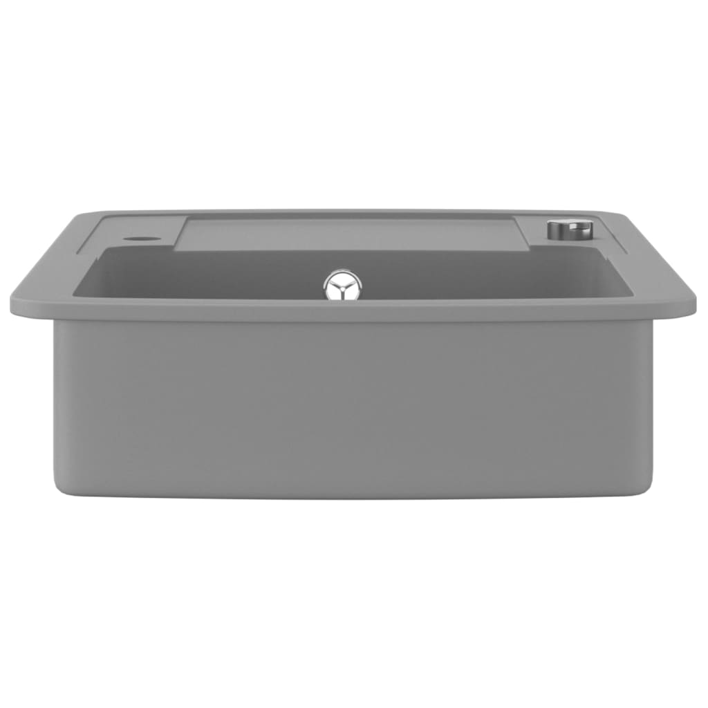 Granite kitchen sink with one bowl, gray