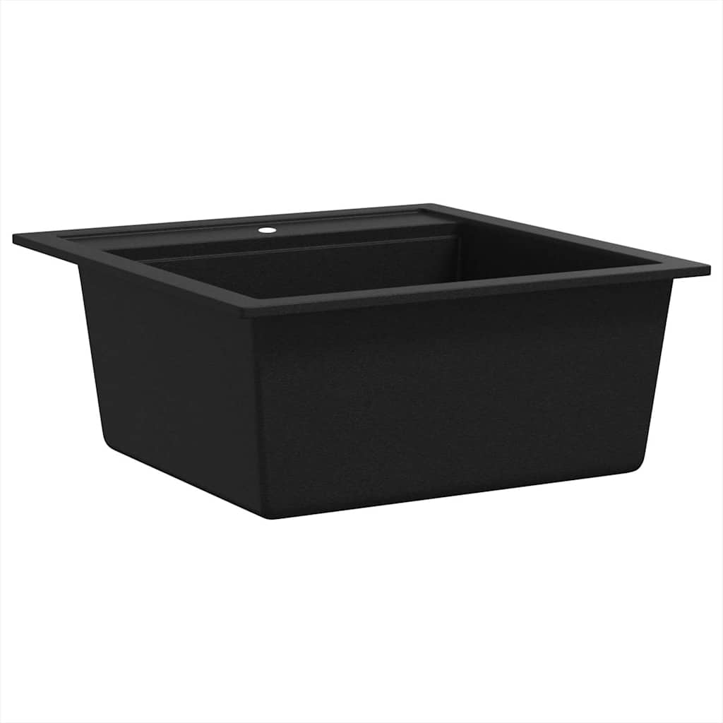 Granite kitchen sink with one bowl, black