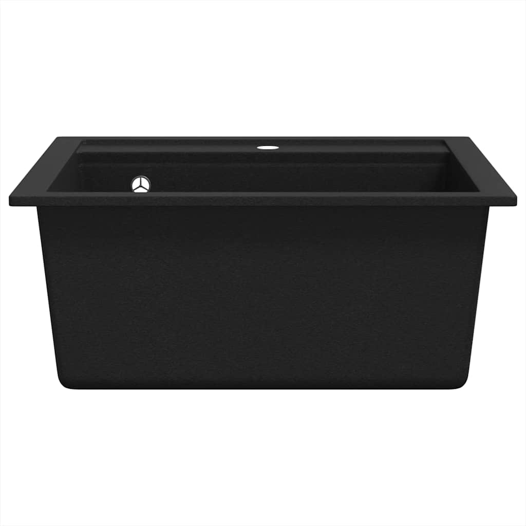 Granite kitchen sink with one bowl, black