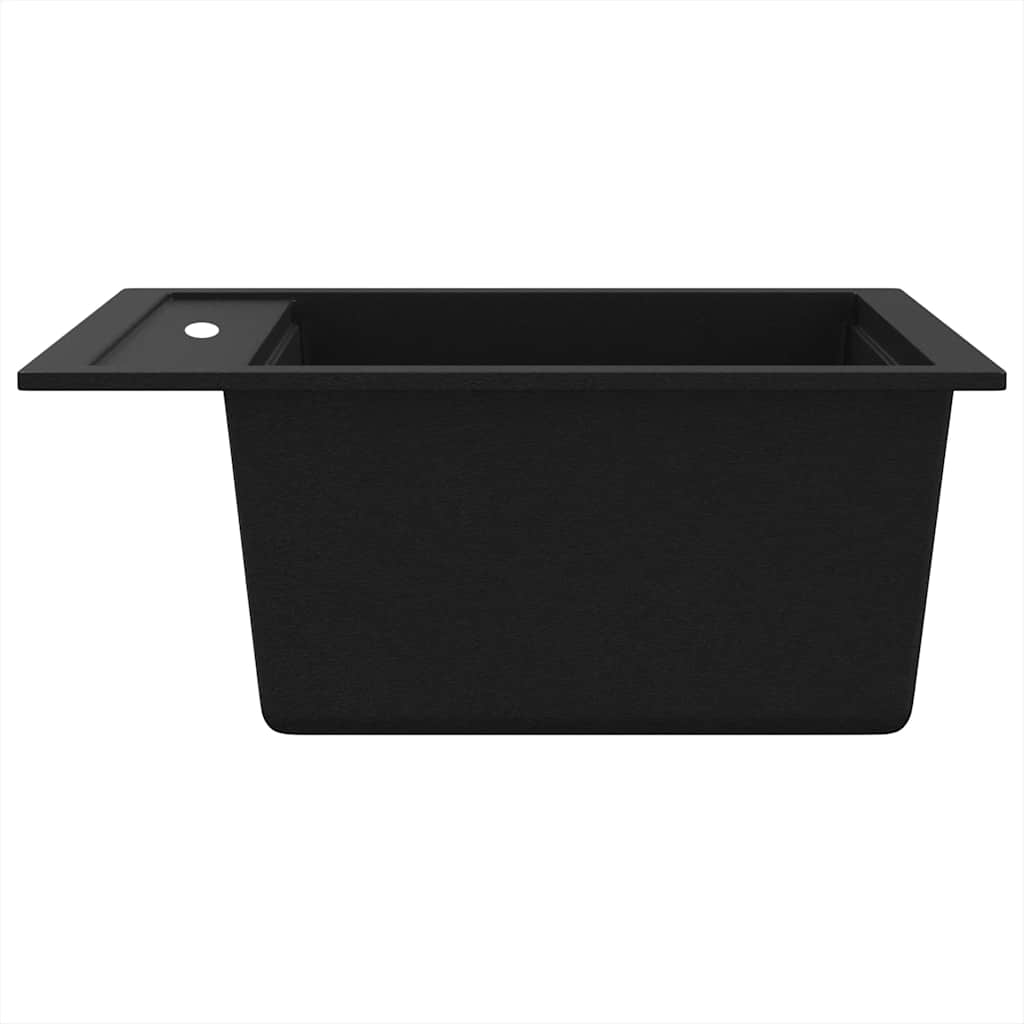 Granite kitchen sink with one bowl, black