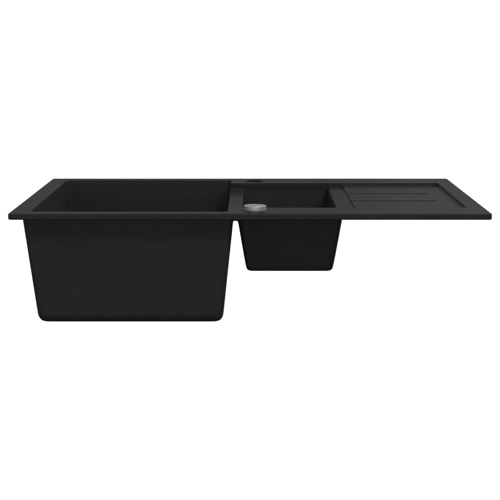 Double-bowl granite kitchen sink, black