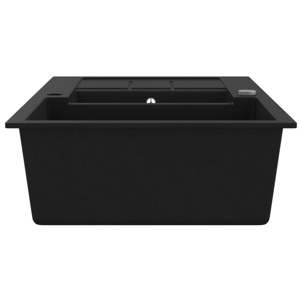 Double-bowl granite kitchen sink, black