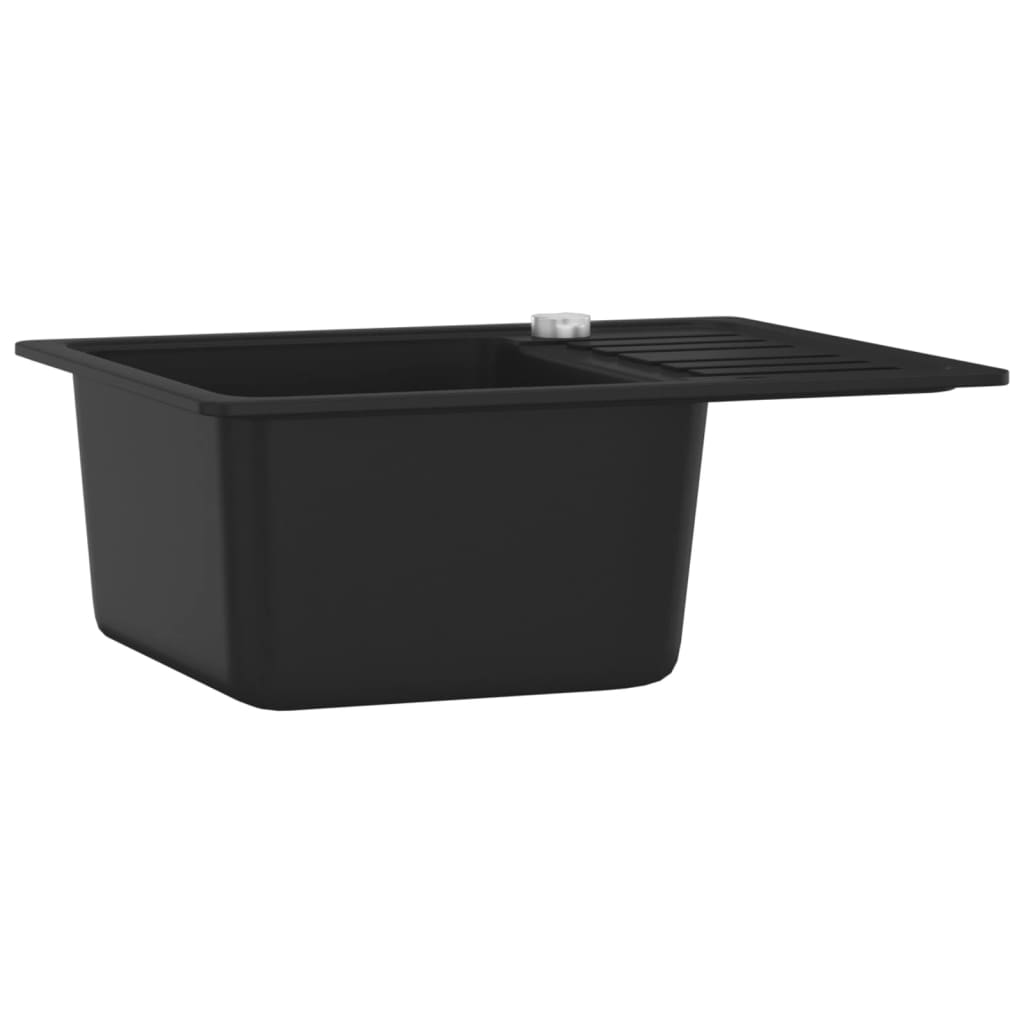 Granite kitchen sink with one bowl, black