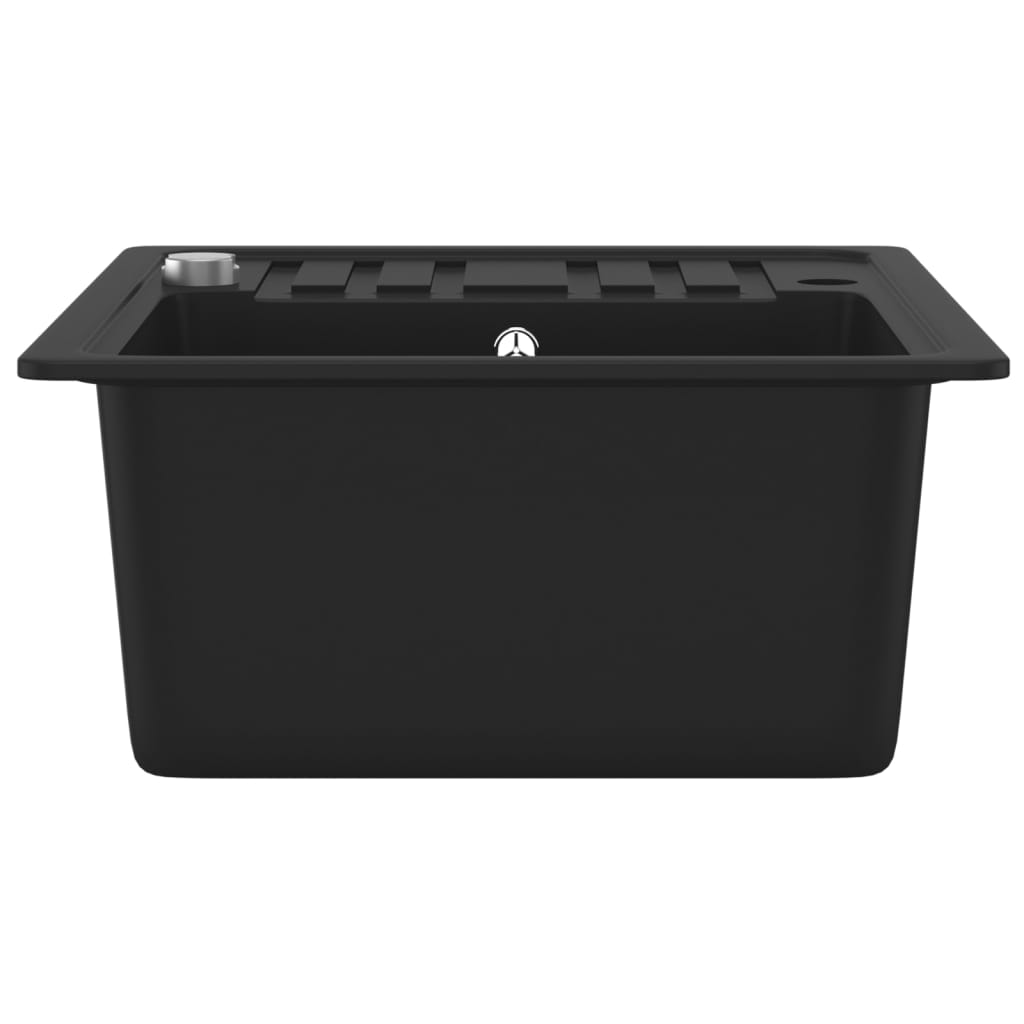 Granite kitchen sink with one bowl, black