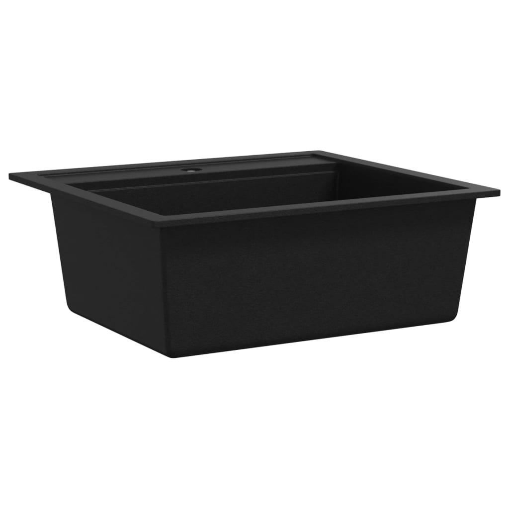 Granite kitchen sink with one bowl, black