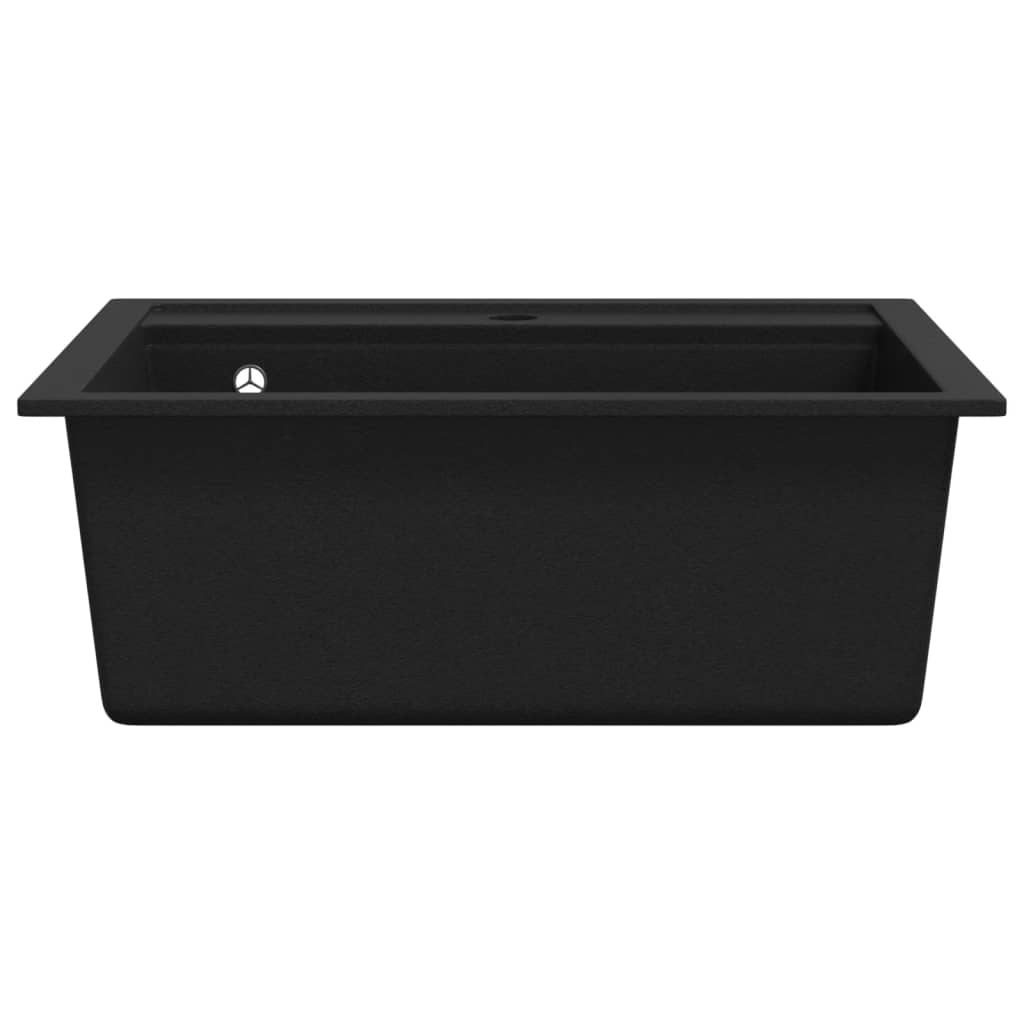 Granite kitchen sink with one bowl, black