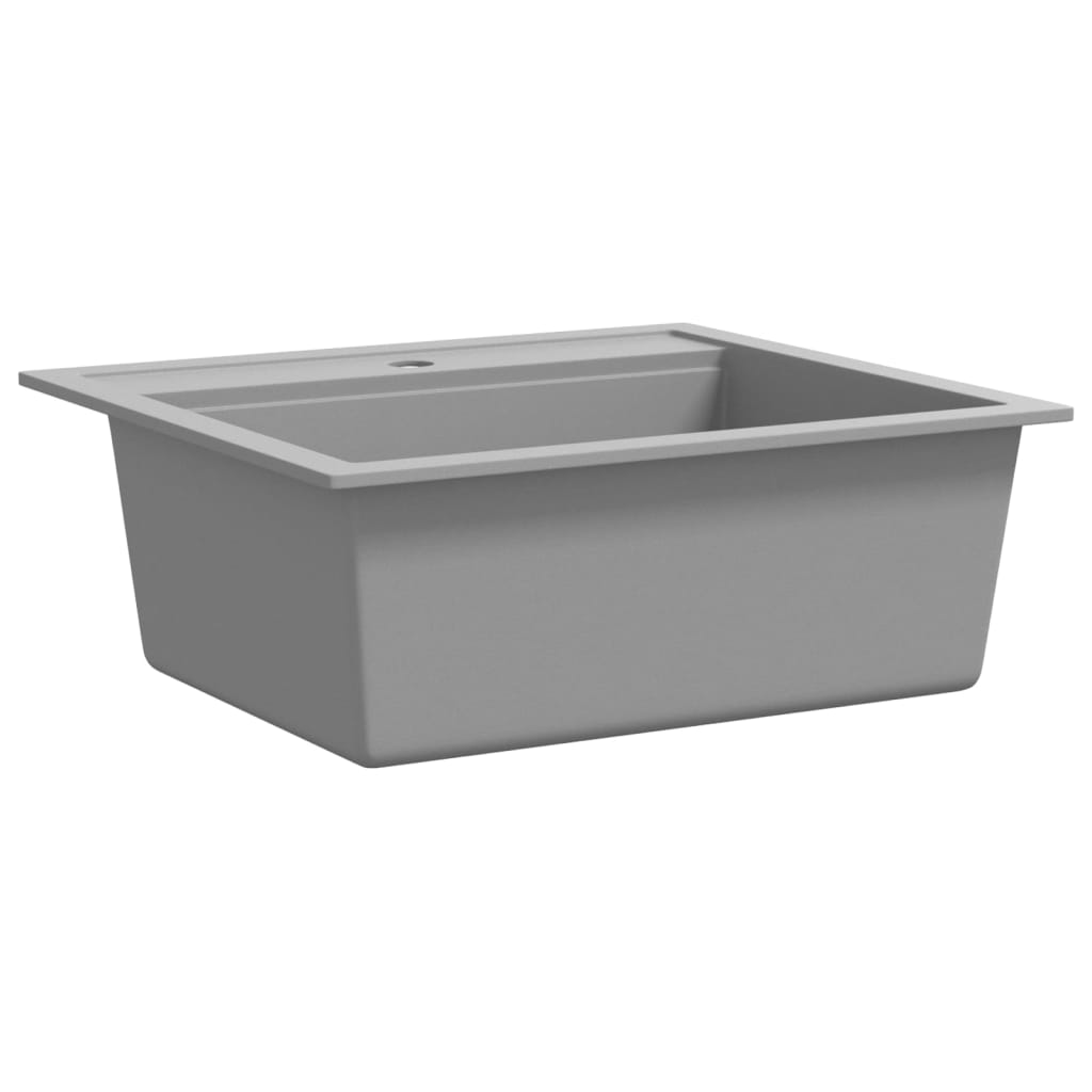 Granite kitchen sink with one bowl, gray