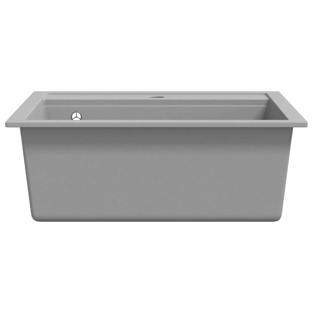 Granite kitchen sink with one bowl, gray