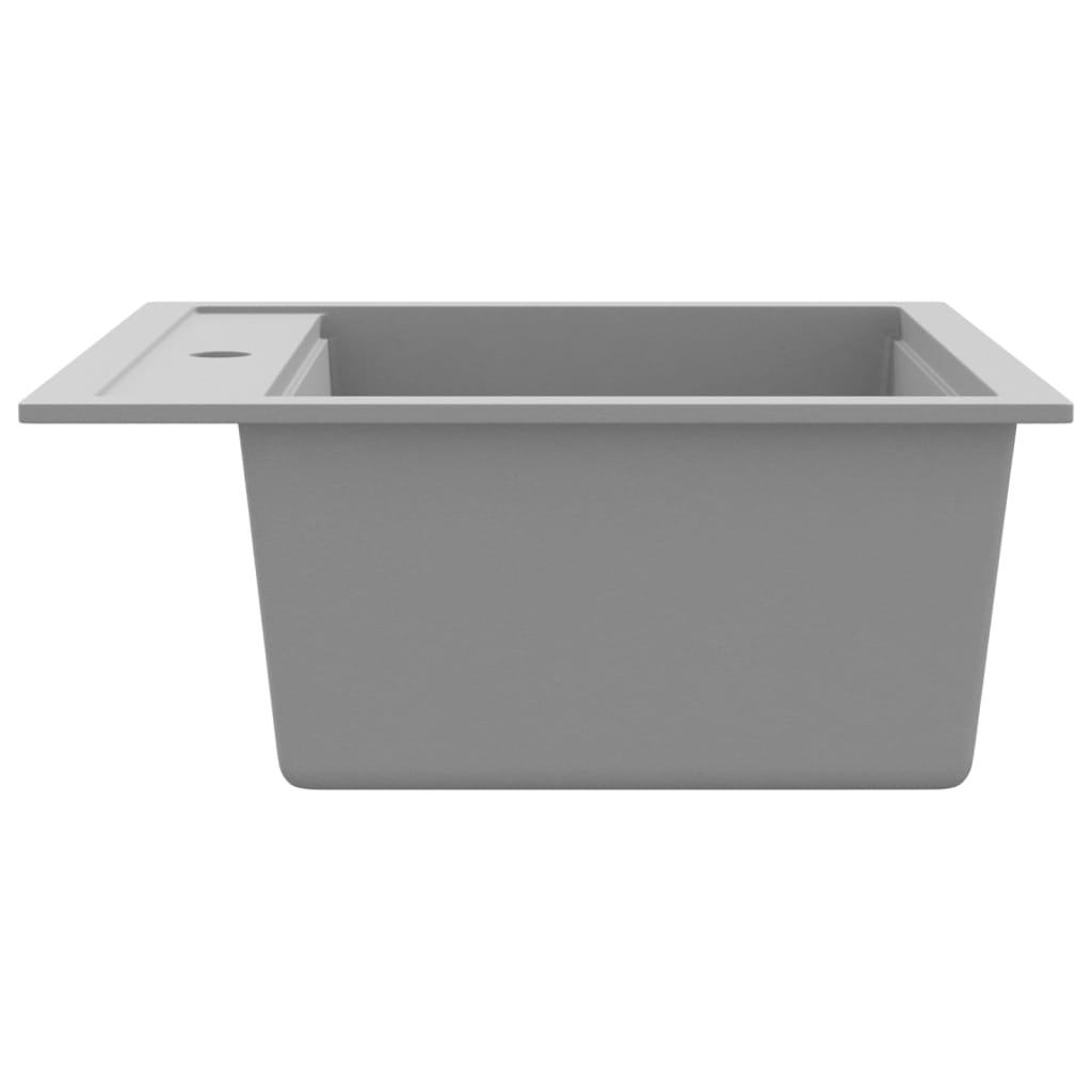 Granite kitchen sink with one bowl, gray