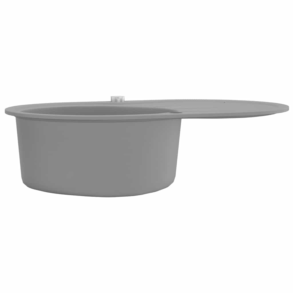 Granite kitchen sink with one bowl, gray, oval