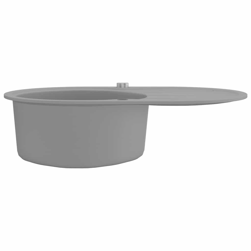 Granite kitchen sink with one bowl, gray, oval