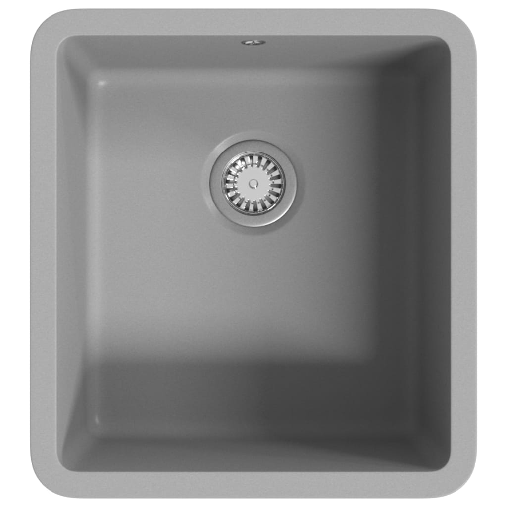 Granite kitchen sink with one bowl, gray