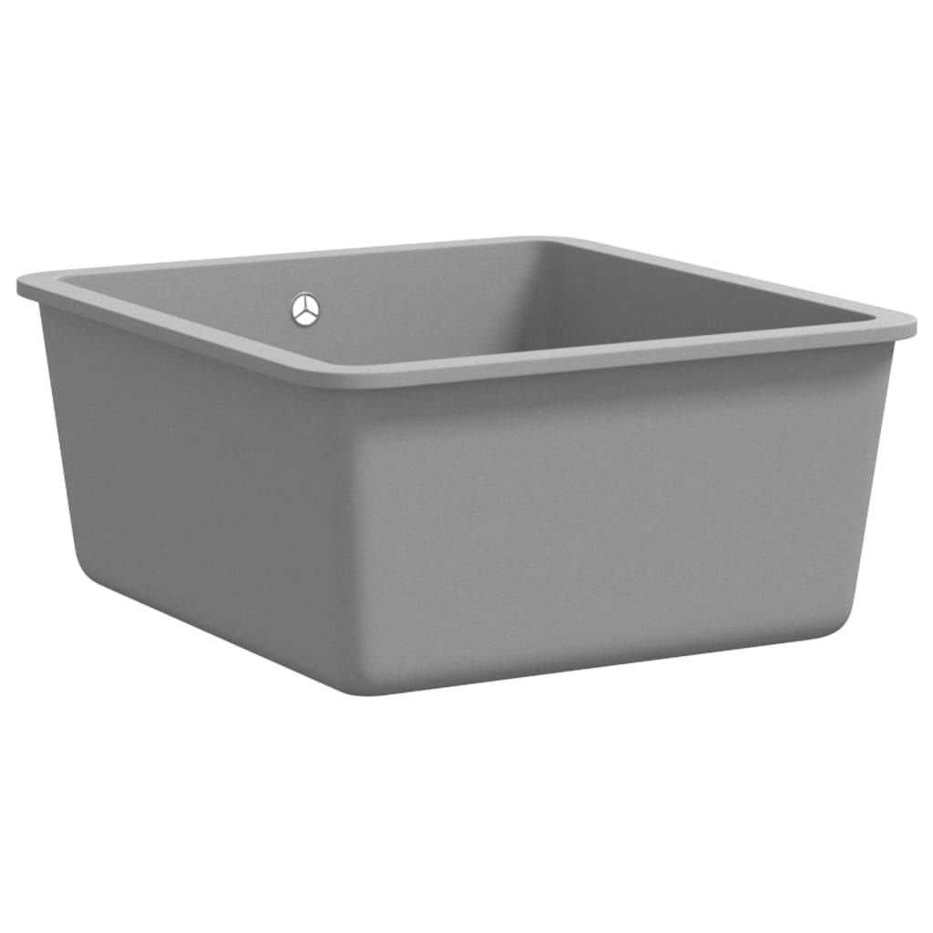 Granite kitchen sink with one bowl, gray