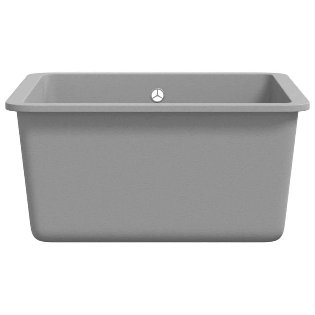 Granite kitchen sink with one bowl, gray