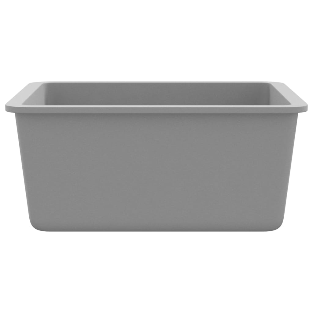 Granite kitchen sink with one bowl, gray