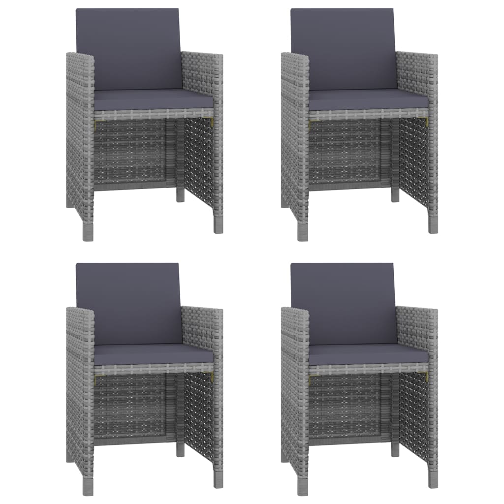 5-piece outdoor furniture set with cushions, grey, polyrattan