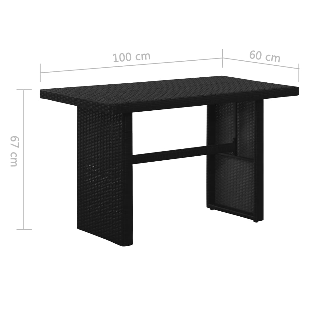 Set mobilier de grădină cu perne, 3 piese, negru, poliratan