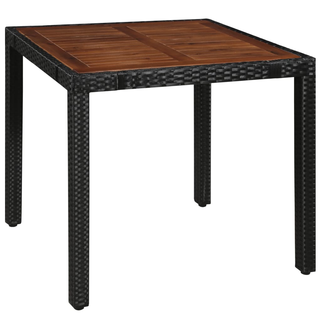 Set mobilier de exterior, 5 piese negru, poliratan, lemn acacia