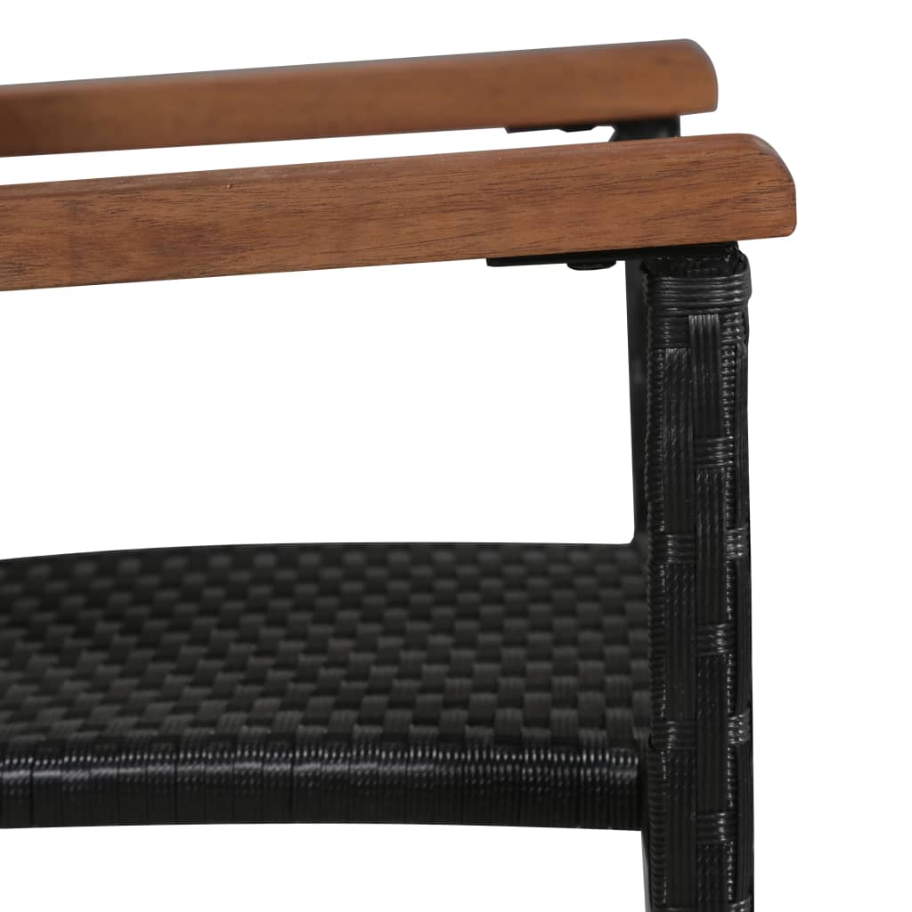 Set mobilier de exterior, 5 piese negru, poliratan, lemn acacia