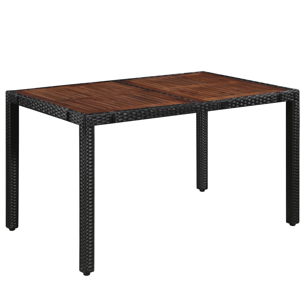 Set mobilier de exterior 7 piese negru, poliratan, lemn acacia