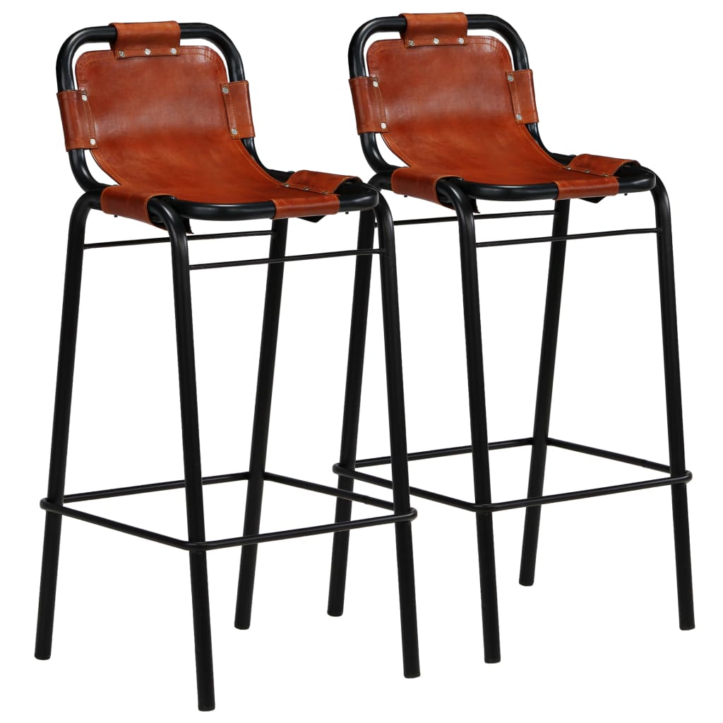 Bar set, 3 pieces, solid recycled wood &amp; natural goat leather