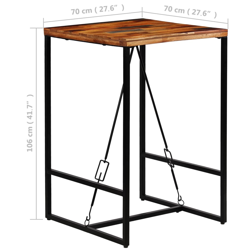 Bar table, 70 x 70 x 106 cm, solid recycled wood