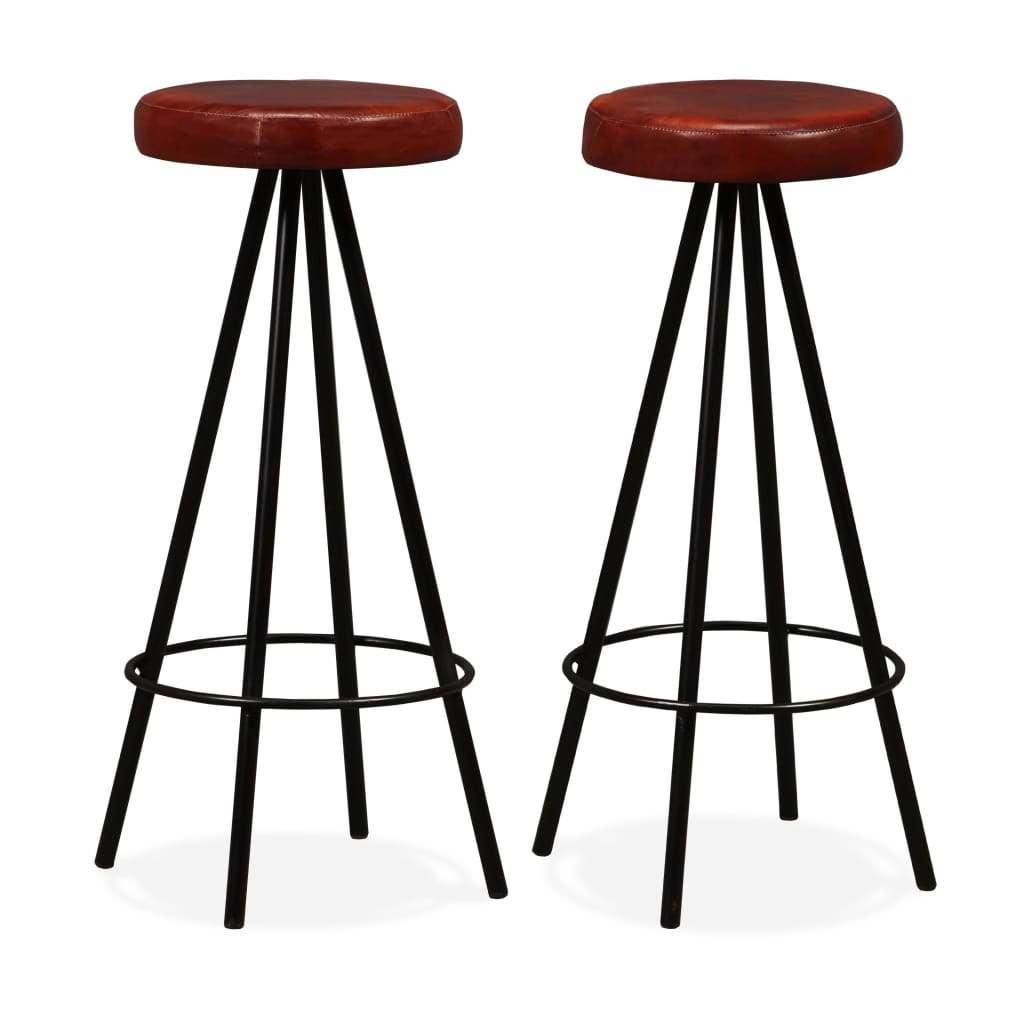 Bar furniture set, 3 pieces, solid recycled wood and natural leather