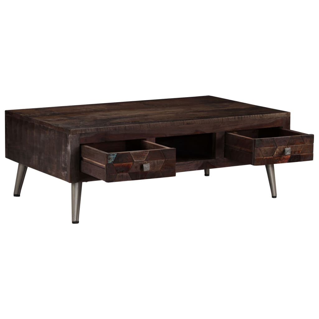 Coffee table, 100 x 60 x 35 cm, solid recycled wood