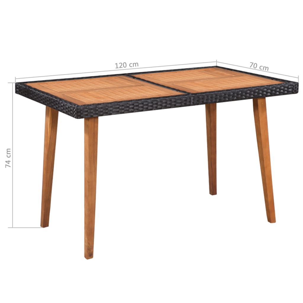 Set mobilier de exterior, 5 piese, negru și maro, poliratan