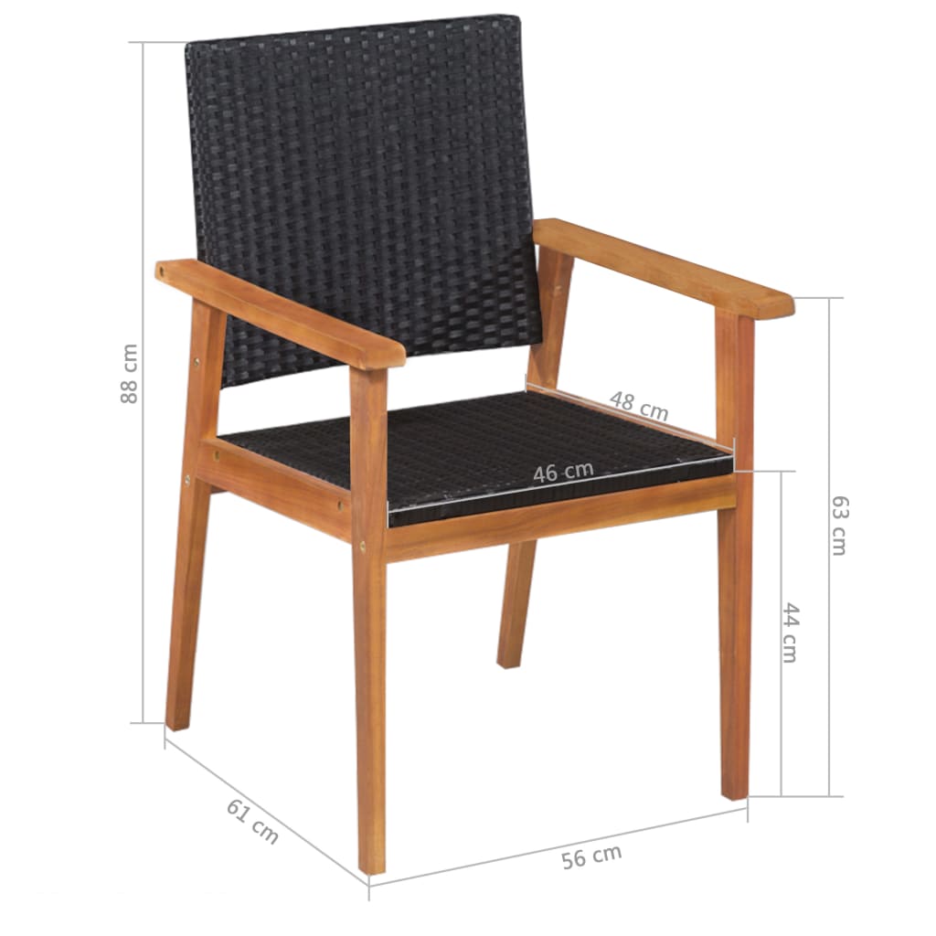 Set mobilier de exterior, 5 piese, negru și maro, poliratan