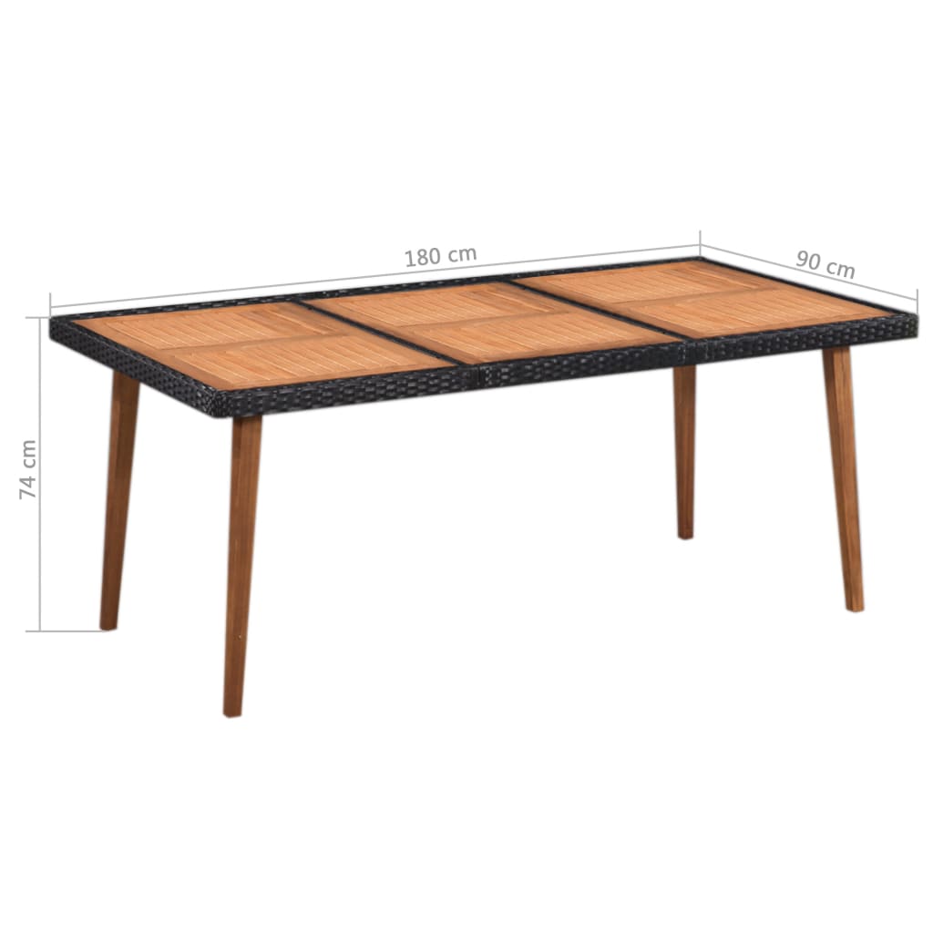 Set mobilier de exterior, 7 piese, negru și maro, poliratan