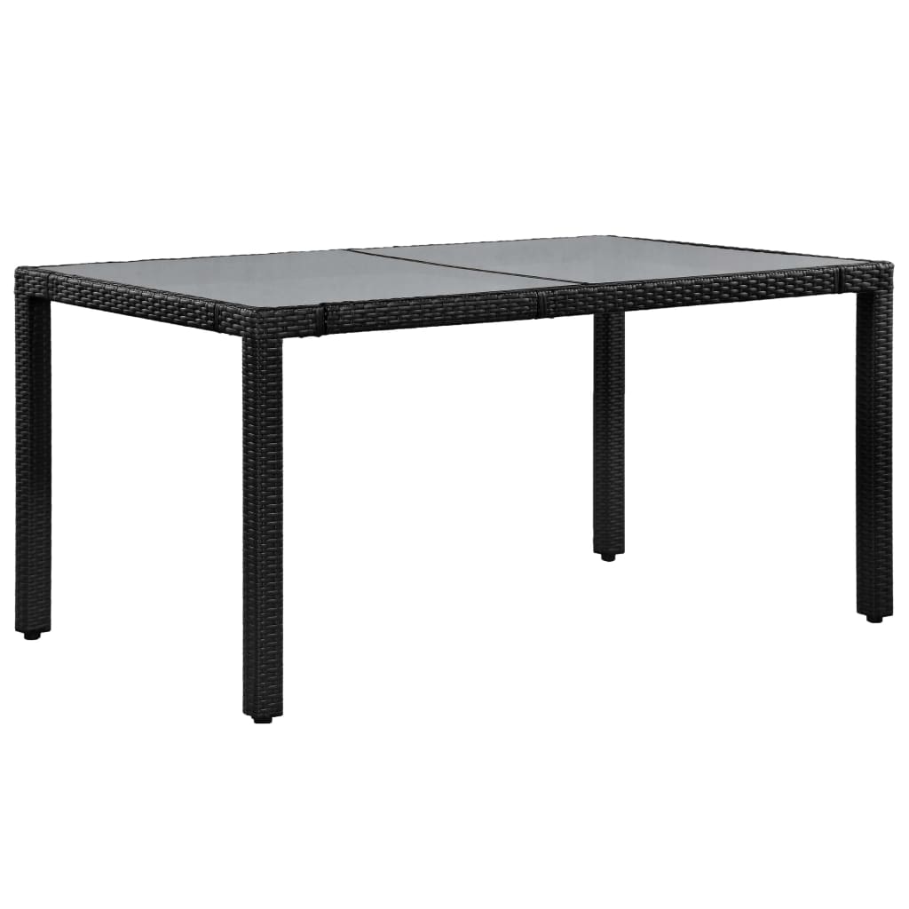 Set mobilier de exterior, 7 piese, negru, poliratan