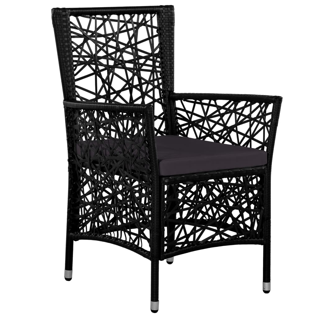 Outdoor furniture set, 7 pieces, black, polyrattan