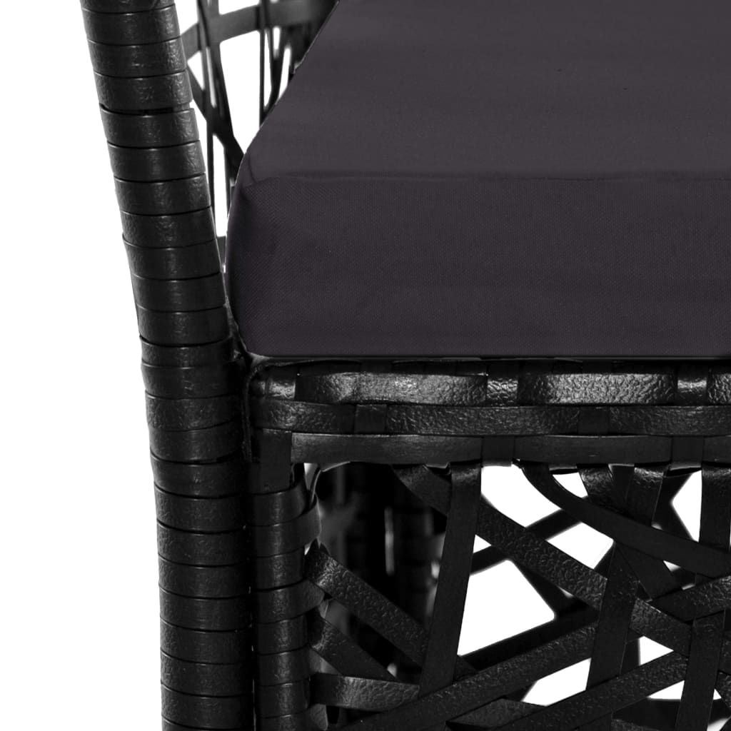 Outdoor furniture set, 7 pieces, black, polyrattan