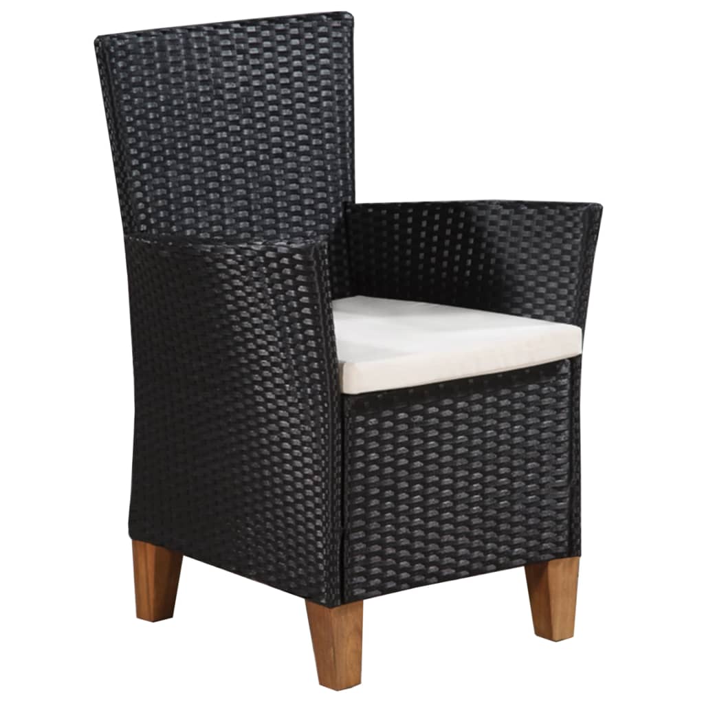 Set mobilier de exterior, 7 piese, negru și maro, poliratan