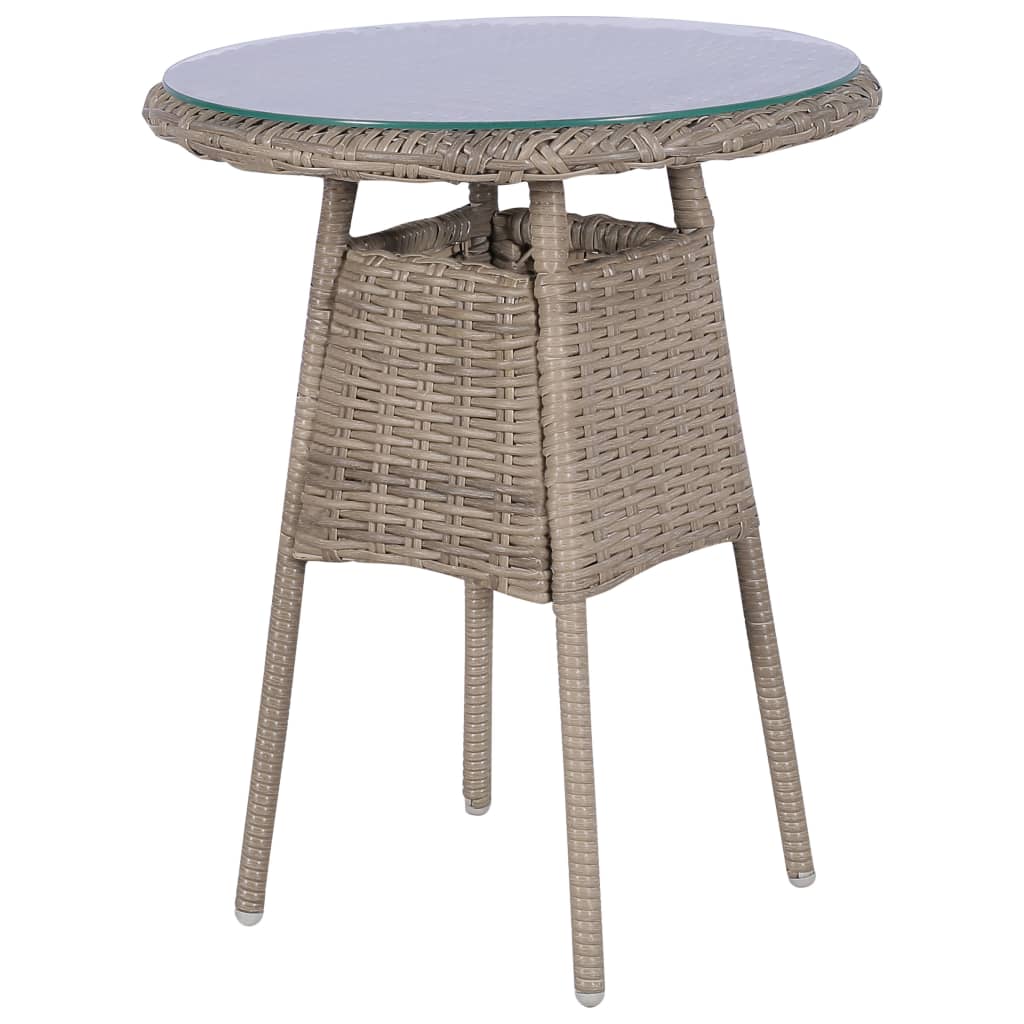 Bistro set with cushions, 3 pieces, brown, polyrattan