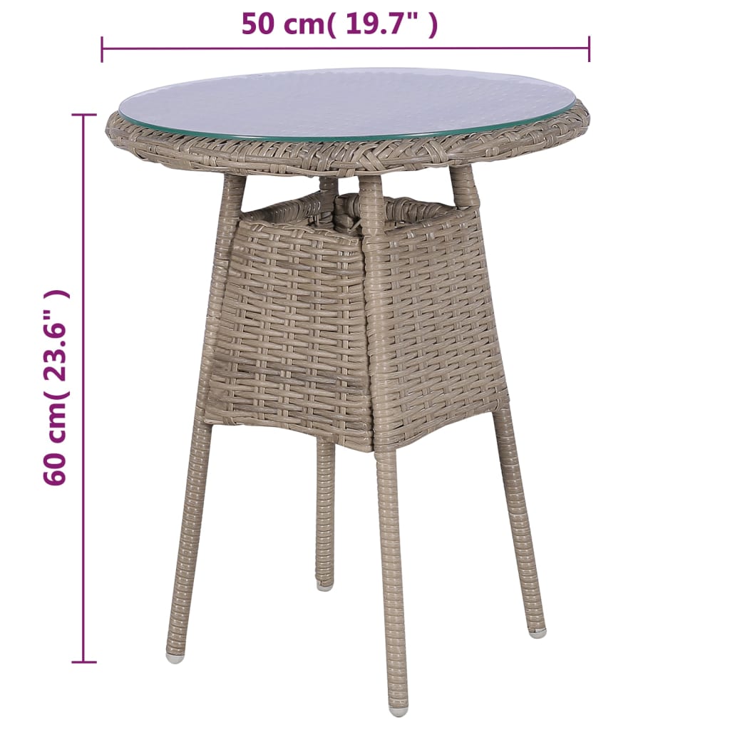 Bistro set with cushions, 3 pieces, brown, polyrattan