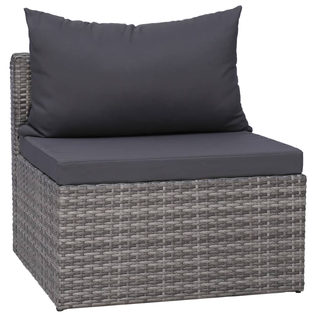 8-piece garden furniture set with cushions, grey, polyrattan