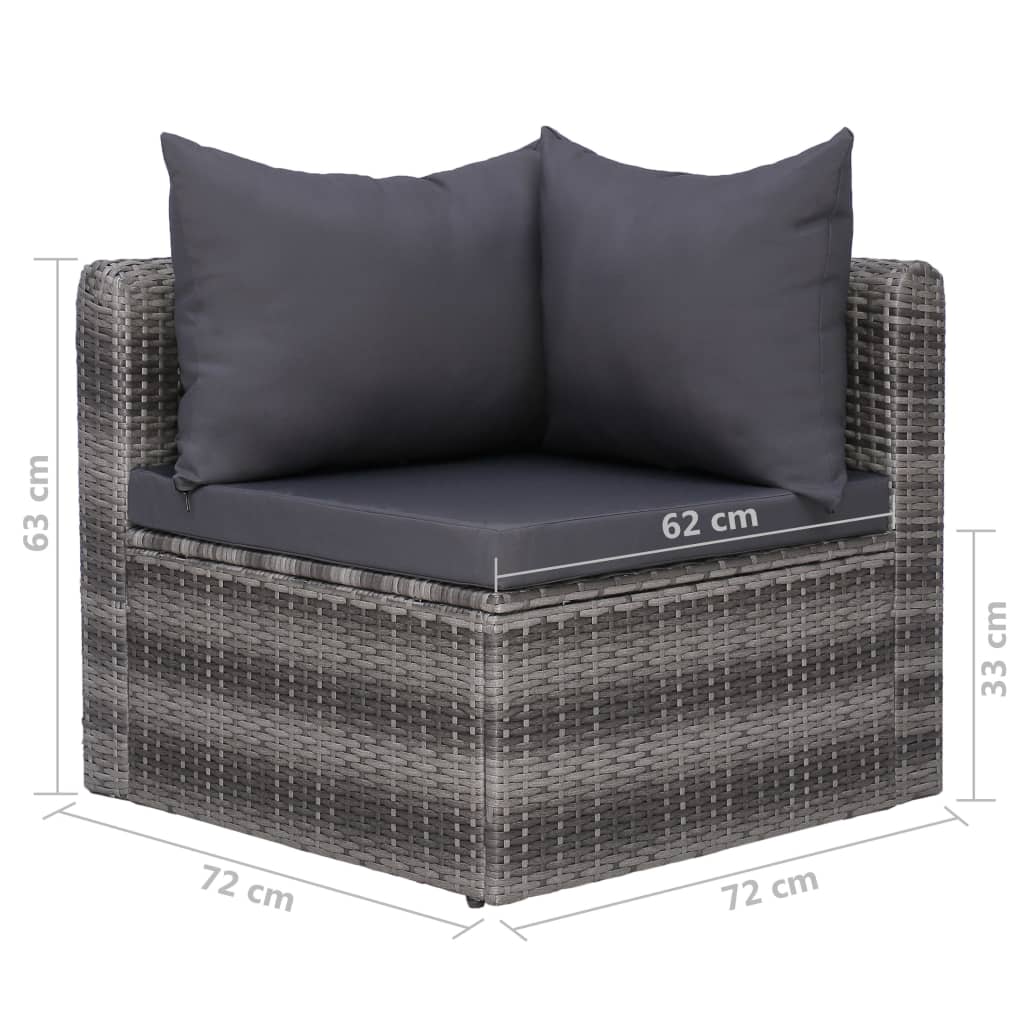 8-piece garden furniture set with cushions, grey, polyrattan