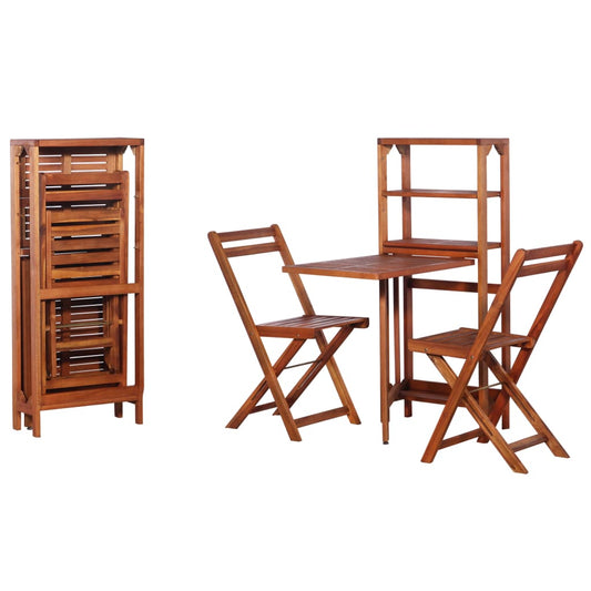 3-piece folding bistro furniture set, solid acacia wood