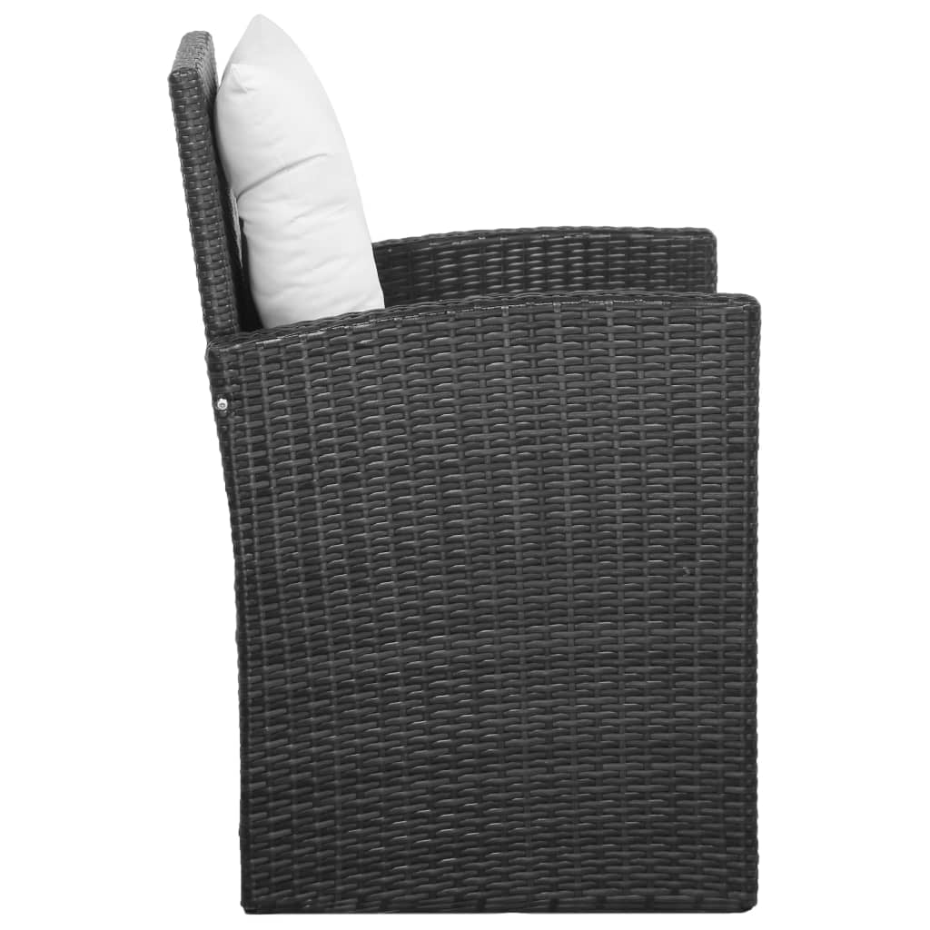 Set mobilier de grădină cu perne, 5 piese, negru, poliratan