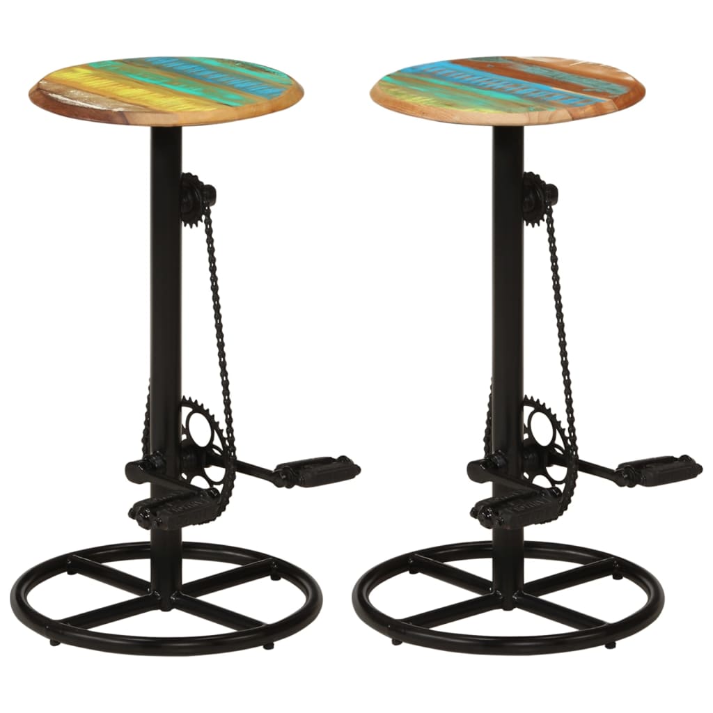 Bar stools, 2 pcs., solid recycled wood